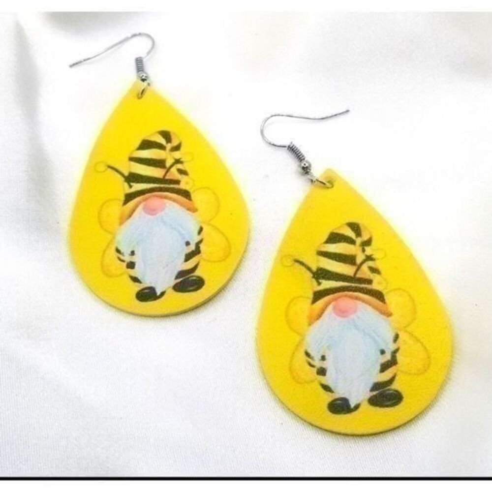 Faux leather Teardrop Dangle vegan friendly earrings.